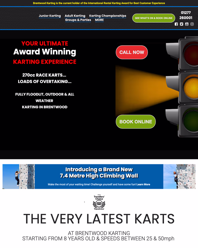 Lakeside & Brentwood Karting supporting interface screen from the case study