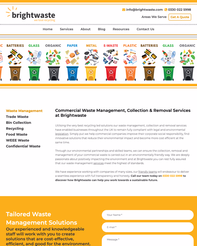Brightwaste supporting interface screen from the case study