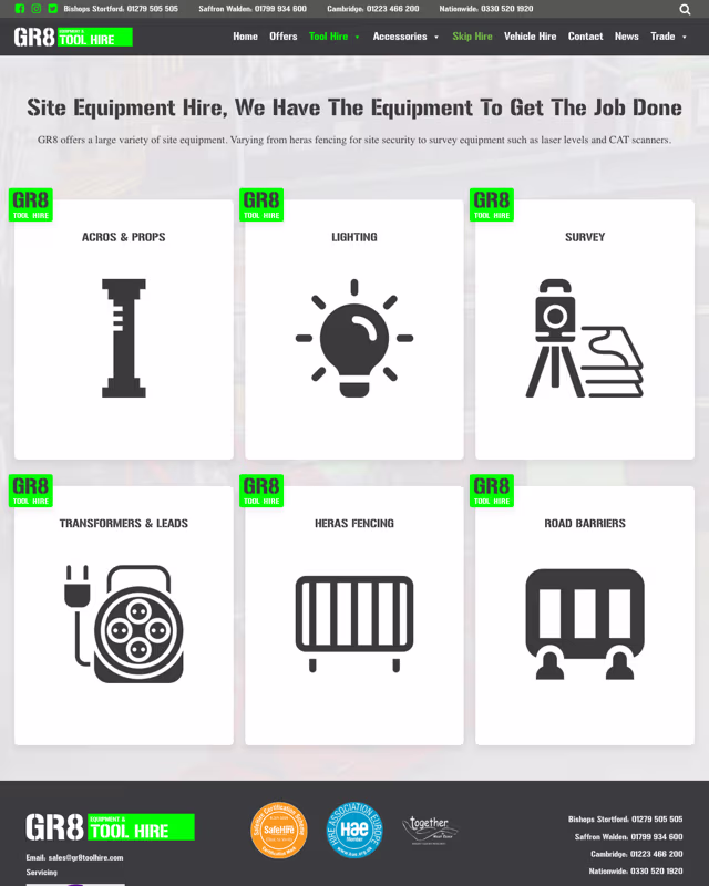 GR8 Tool Hire supporting interface screen from the case study
