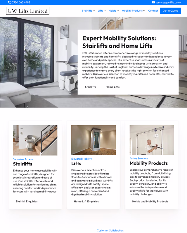 GW Lifts Ltd supporting interface screen from the case study