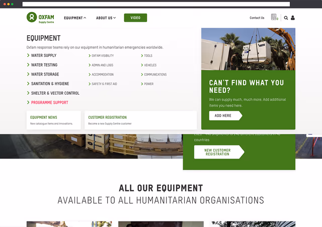 Oxfam Supply Centre mobile or secondary screen from the case study