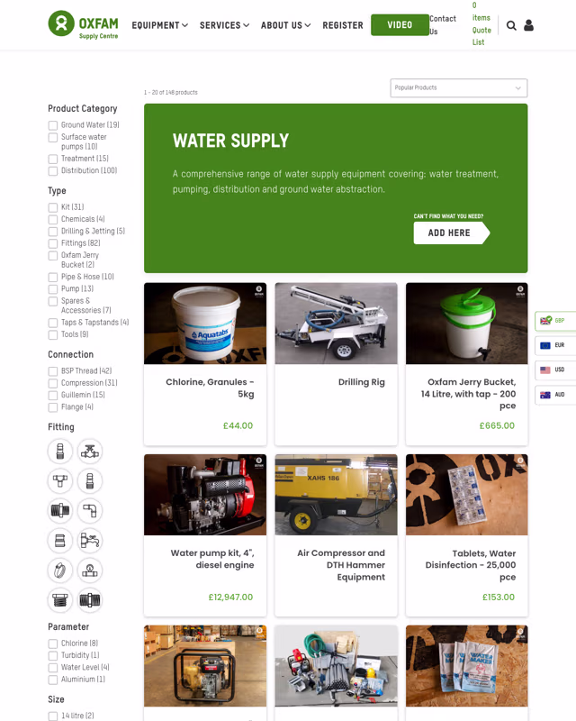 Oxfam Supply Centre supporting interface screen from the case study