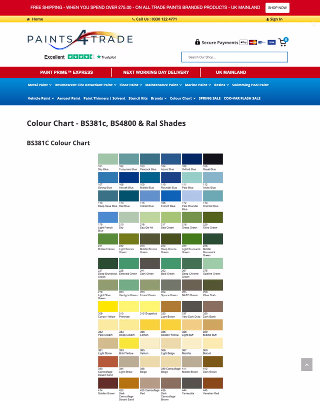 Paints4Trade supporting interface screen from the case study