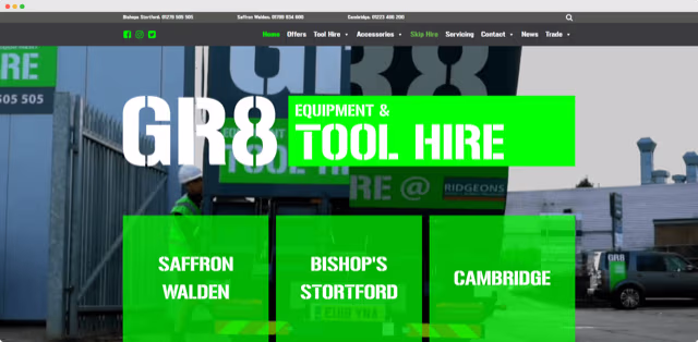 GR8 Tool Hire project detail screen from the case study