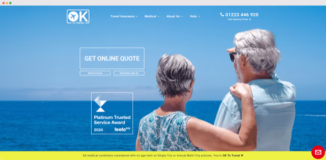Ok To Travel project detail screen from the case study