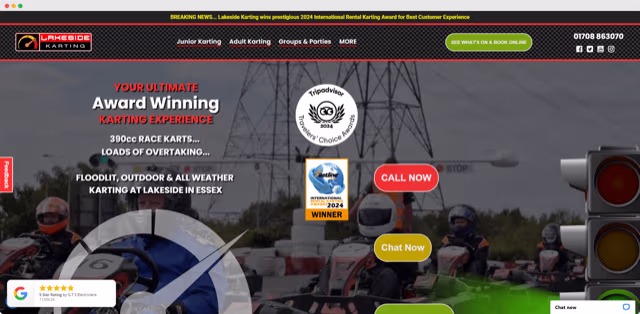 Lakeside & Brentwood Karting project detail screen from the case study