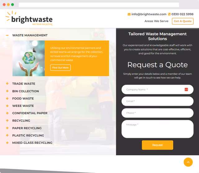 Brightwaste project detail screen from the case study