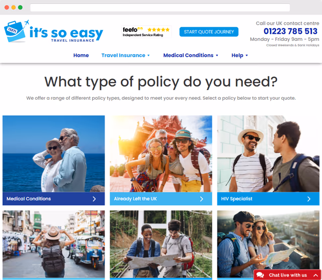 Its So Easy Travel Insurance project detail screen from the case study