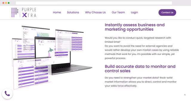 PurpleXtra project detail screen from the case study