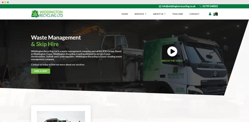Widdington Recycling booking website project preview.