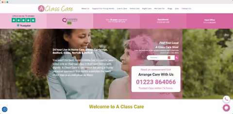 A Class Care website project preview