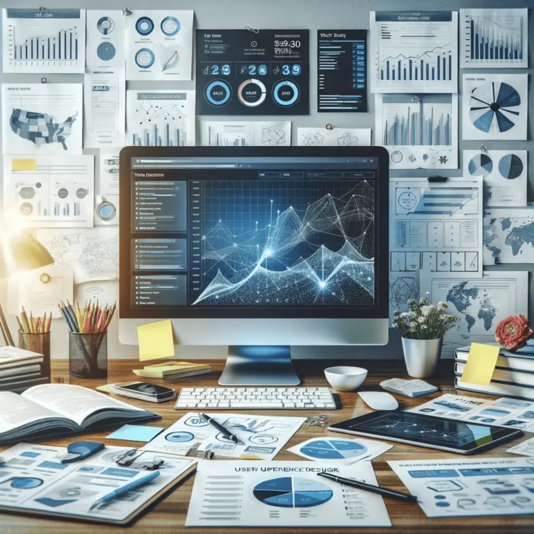 A digital marketing performance dashboard with charts and reporting notes.