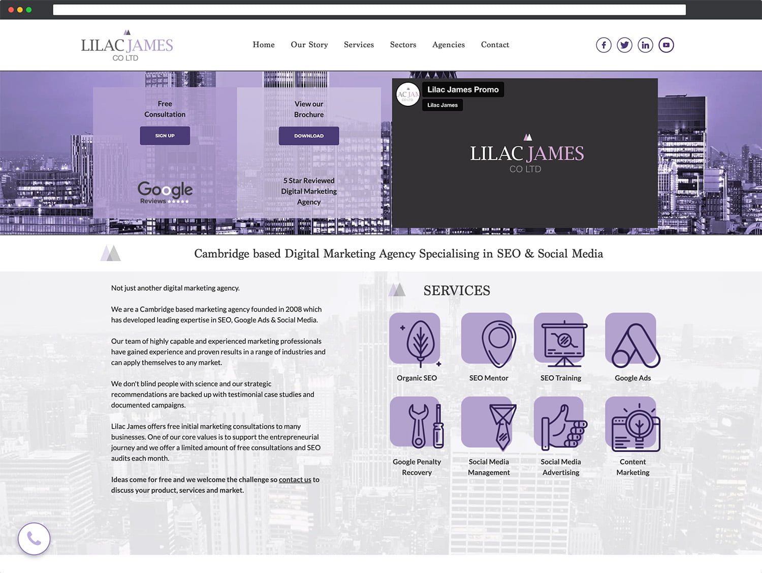Lilac James SEO Company Homepage